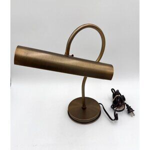 Antique Brass Adjustable Desk Lamp With Sleek Cylinder Shade & Swivel Arm